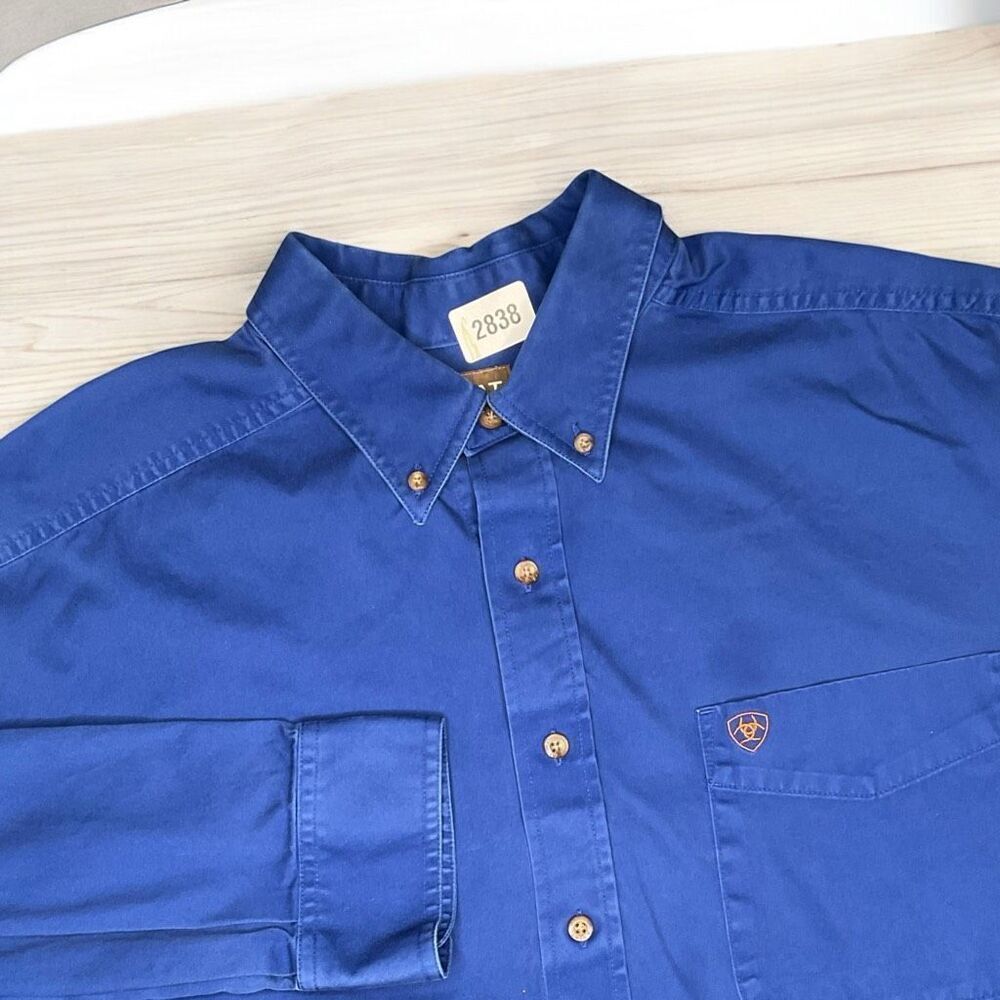 Ariat Men’s XXL Solid Blue Button Up Shirt Long Sleeve 2XL Utility Work Rancher‎
